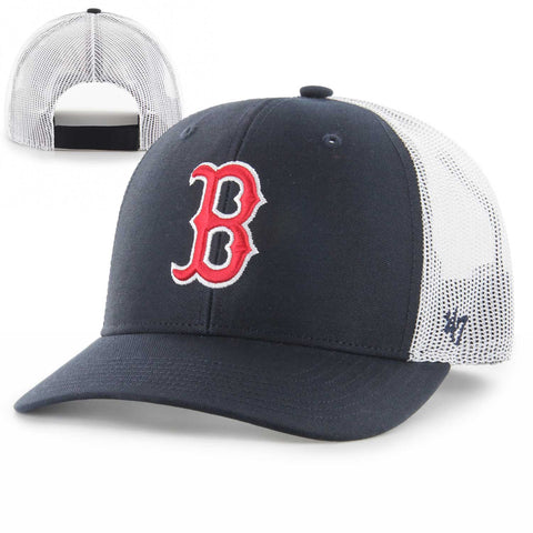 Kids Boston Red Sox Navy Trucker Snapback Adjustable Hat