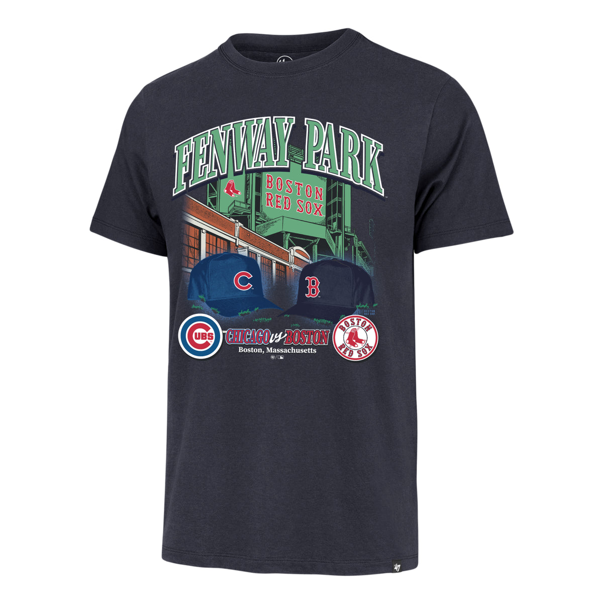 Boston Red Sox vs Chicago Cubs Dueling Hats Navy Franklin T-Shirt