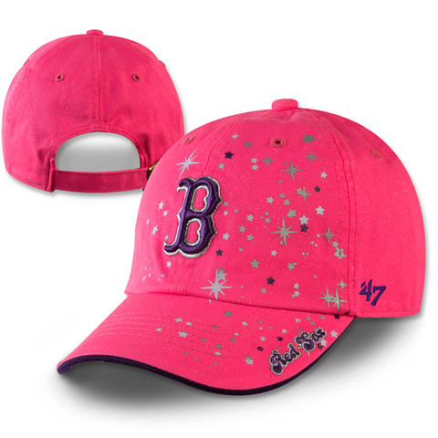 Boston Red Sox Kids Clean-Up Pink Sparkle Stardust Adjustable Hat