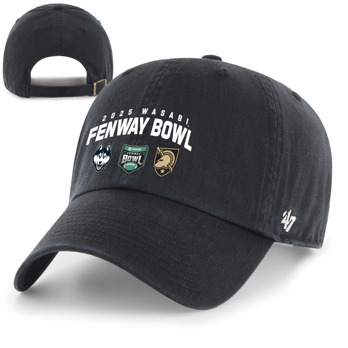 2025 Fenway Bowl Dueling UCONN vs Army Black Adjustable Clean Up Hat