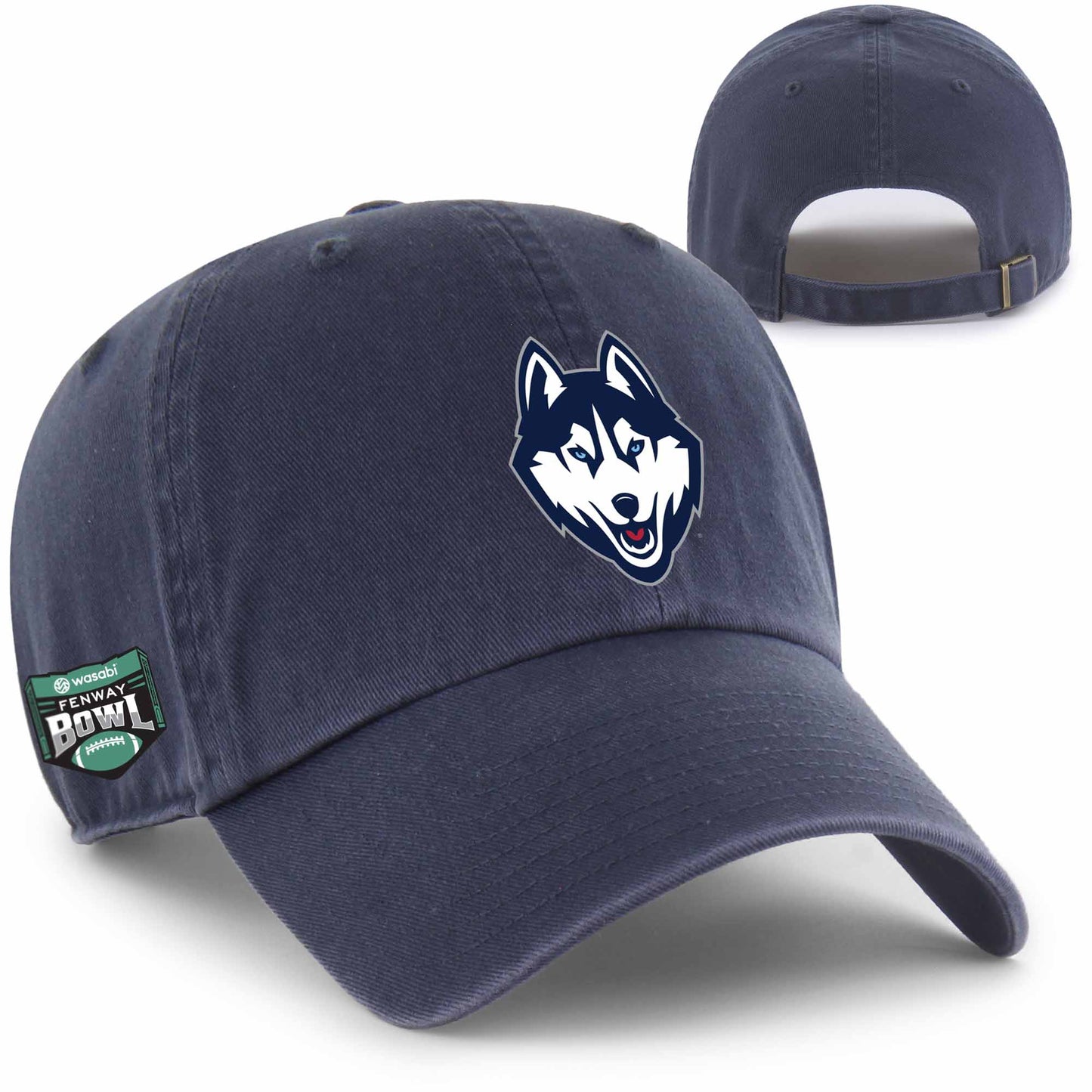 2025 Fenway Bowl UCONN Navy Adjustable Clean Up Side Hit Hat