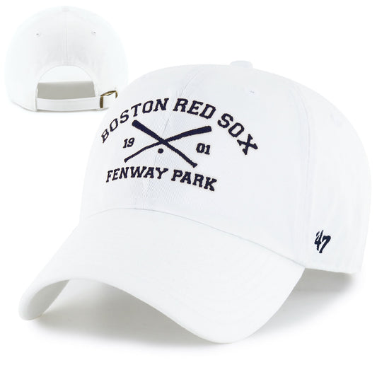 Boston Red Sox White Cross Bats Clean Up Adjustable Hat