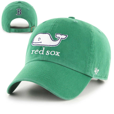 Vineyard Vines Boston Red Sox Vintage Green Clean Up Whale Front Hat