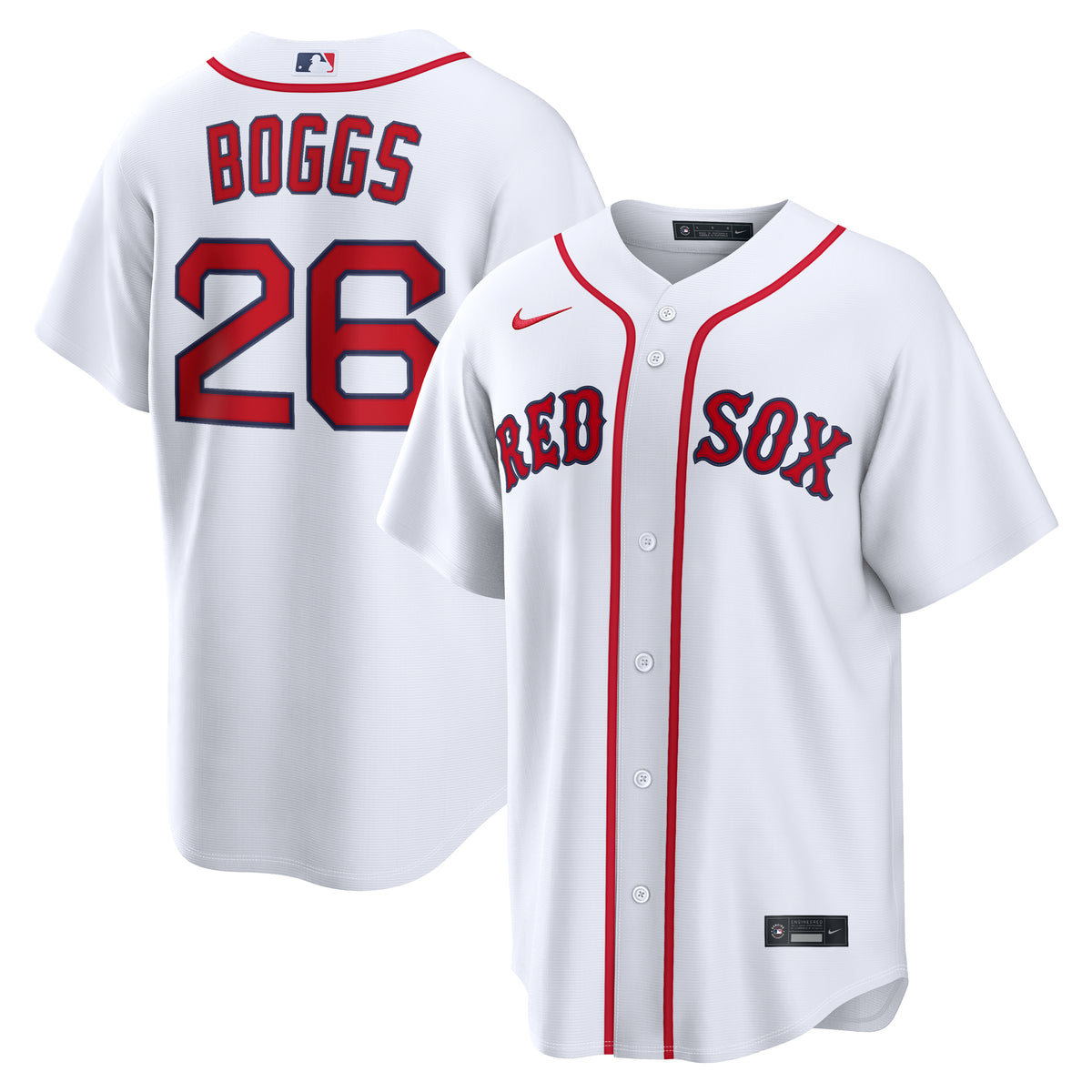 Boston Red Sox NIKE White Home Wade Boggs #26 Replica Jersey