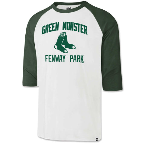 Boston Red Sox White/Hunter Green Monster 3/4 Sleeve Shirt