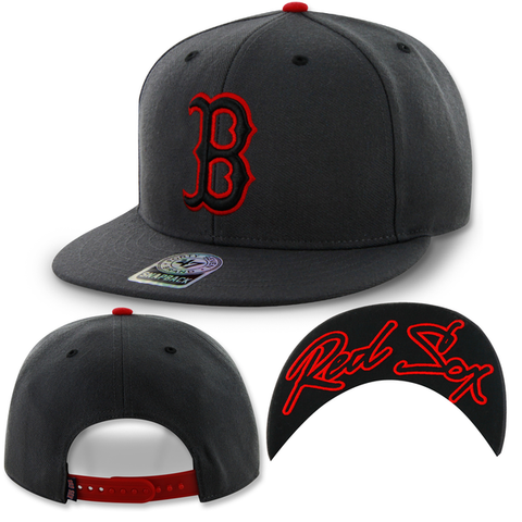 Boston Red Sox Snapback Charcoal Oath Script Adjustable Hat