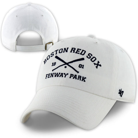 Boston Red Sox White Cross Bats Clean Up Adjustable Hat