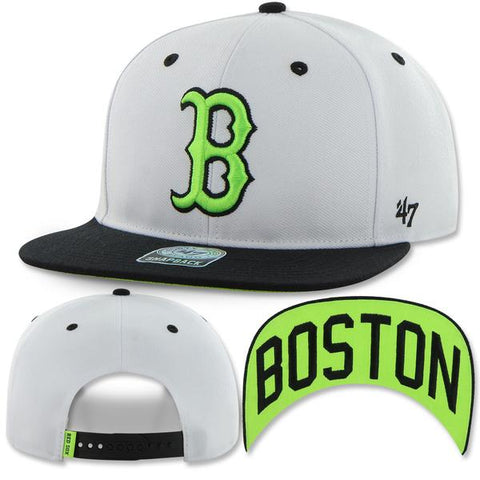 Kids Boston Red Sox Snapback Skyway Neon Green Adjustable Hat