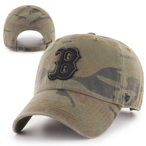 Boston Red Sox Clean-Up Movement B Camo Adjustable Hat with American Flag on the side