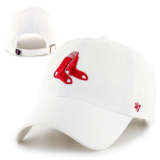 Boston Red Sox White Cross Bats Clean Up Adjustable Hat