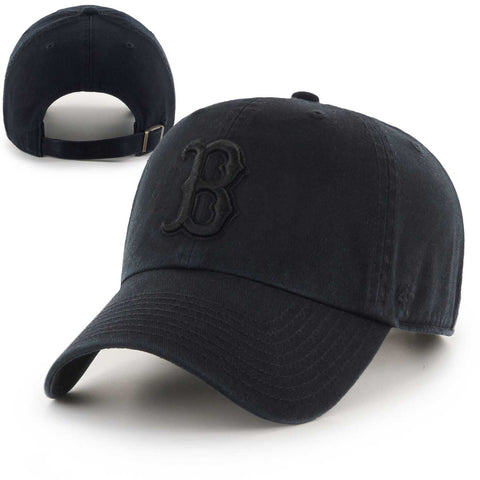 Boston Red Sox Clean-Up Black with Black B Adjustable Hat