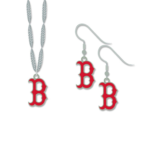 Boston Red Sox B Logo Earrings & Necklace Set
