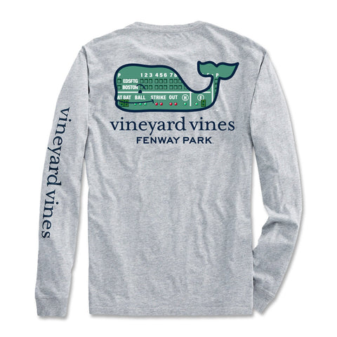 Boston Red Sox Long Sleeve Vineyard Vines Grey Green Monster Shirt. 100% cotton t-shirt