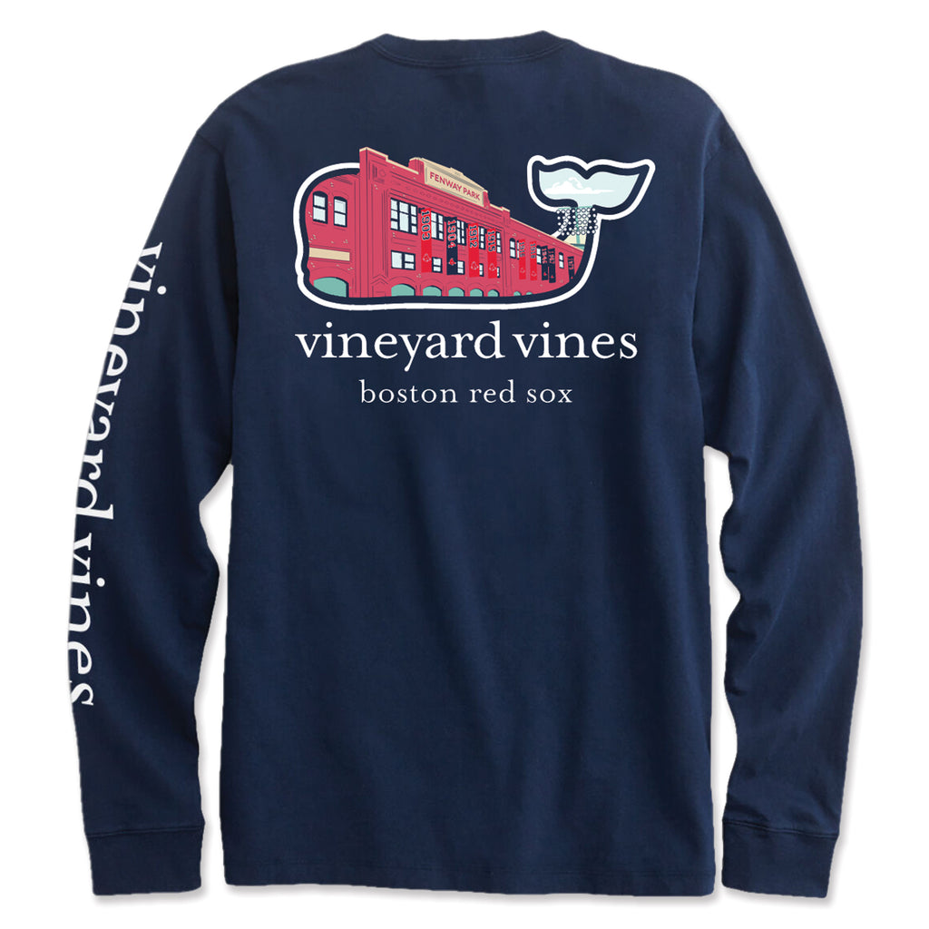 Boston Red Sox Long Sleeve Vineyard Vines Navy Fenway Facade Shirt